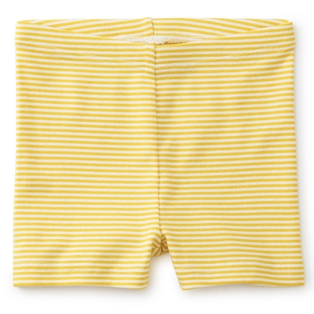 Yellow and White Kid Striped Bike Shorts